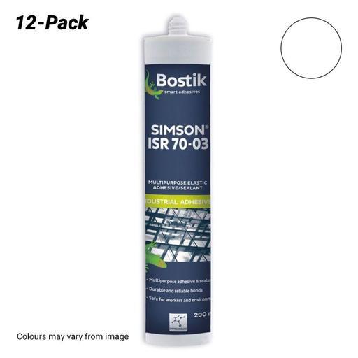 Bostik 3013212112PK 12-Pack 290ml ISR 70-03 Simson Silicone Elastic Adhesive/ Sealant Cartridge- White