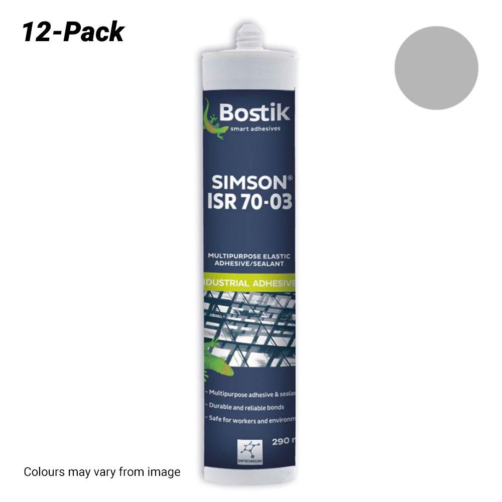 Bostik 3013215012PK 12-Pack 290ml Simson ISR 70-03 Elastic Adhesive/ Sealant Cartridge - Grey – image 1
