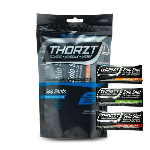 THORZT SSMIX6 6 x 26g Low GI Solo Shot Mixed Flavour Pack - Wild Berry, Orange & Lemon Lime