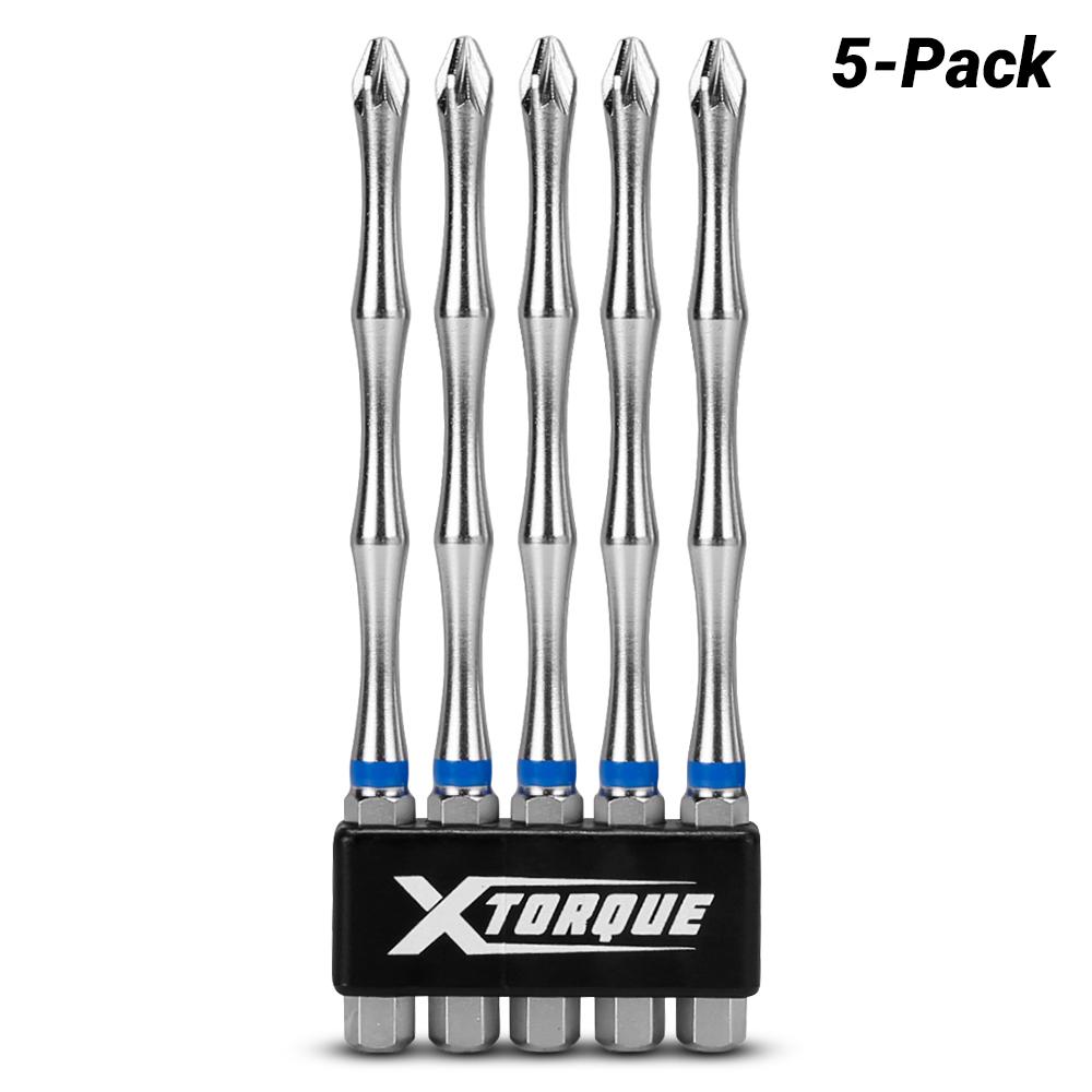 Xtorque PZ2100 5-Pack PZ2 100mm Magnetic Pozidrive Head Torsion Driver Bits – image 1