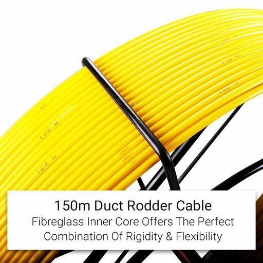 Sparrow SFTF158 150m x 8mm Fibreglass Duct Rodder Cable with Wheeled Steel Frame – image 6