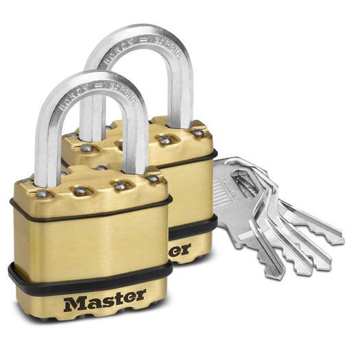 Master Lock M1BTAU 2-Pack 45mm (1-3/4") Excell Brass Covered Laminated Steel Padlock – image 2