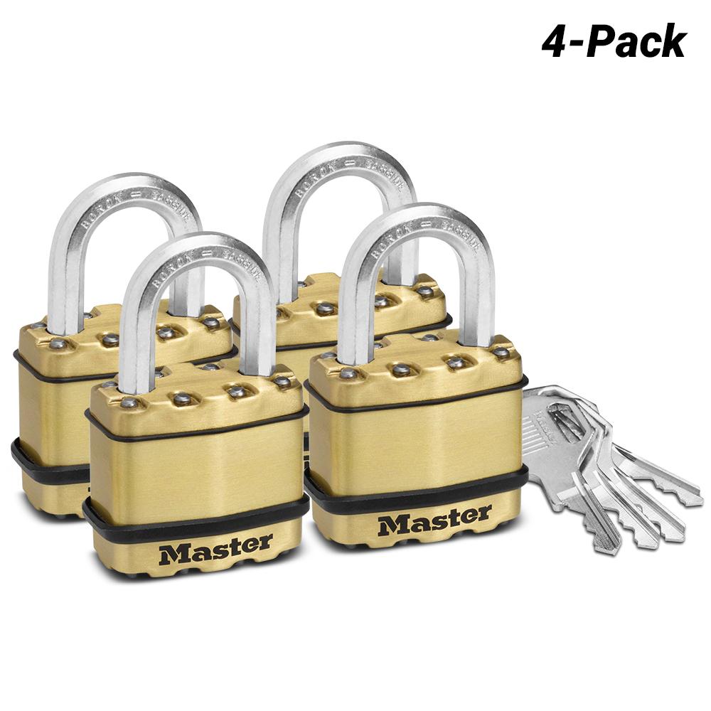 Master Lock M1BQAU 4-Pack 45mm (1-3/4") Excell Brass Covered Laminated Steel Padlock – image 1