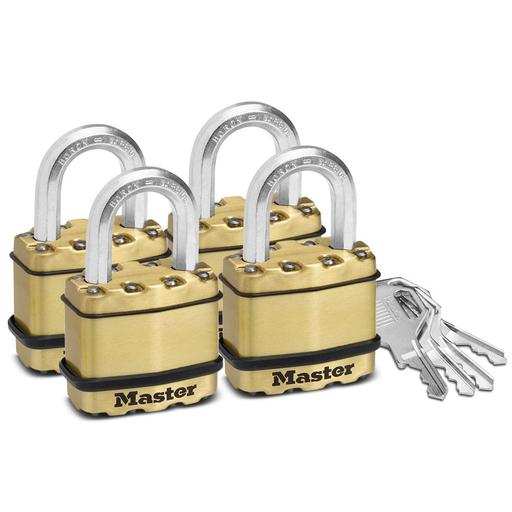 Master Lock M1BQAU 4-Pack 45mm (1-3/4") Excell Brass Covered Laminated Steel Padlock – image 2