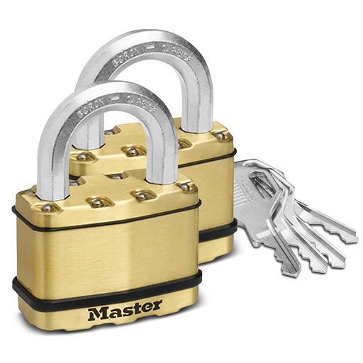 Master Lock M15BTAU 2-Pack 64mm (2-1/2") Excell Brass Covered Laminated Steel Padlock – image 2