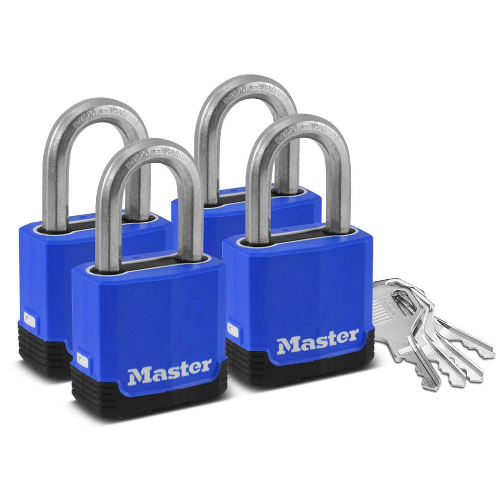 Master Lock M516QLFAU 4Pack 50mm (21/2") Excell Weather Tough Covered