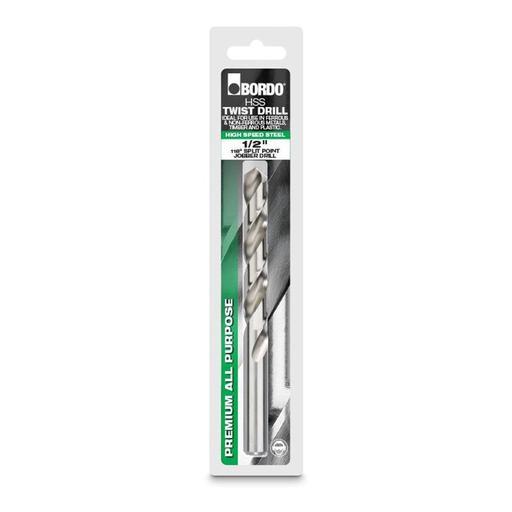 Bordo 2006-1/2S 1/2" Bright HSS Jobber Drill - Clam