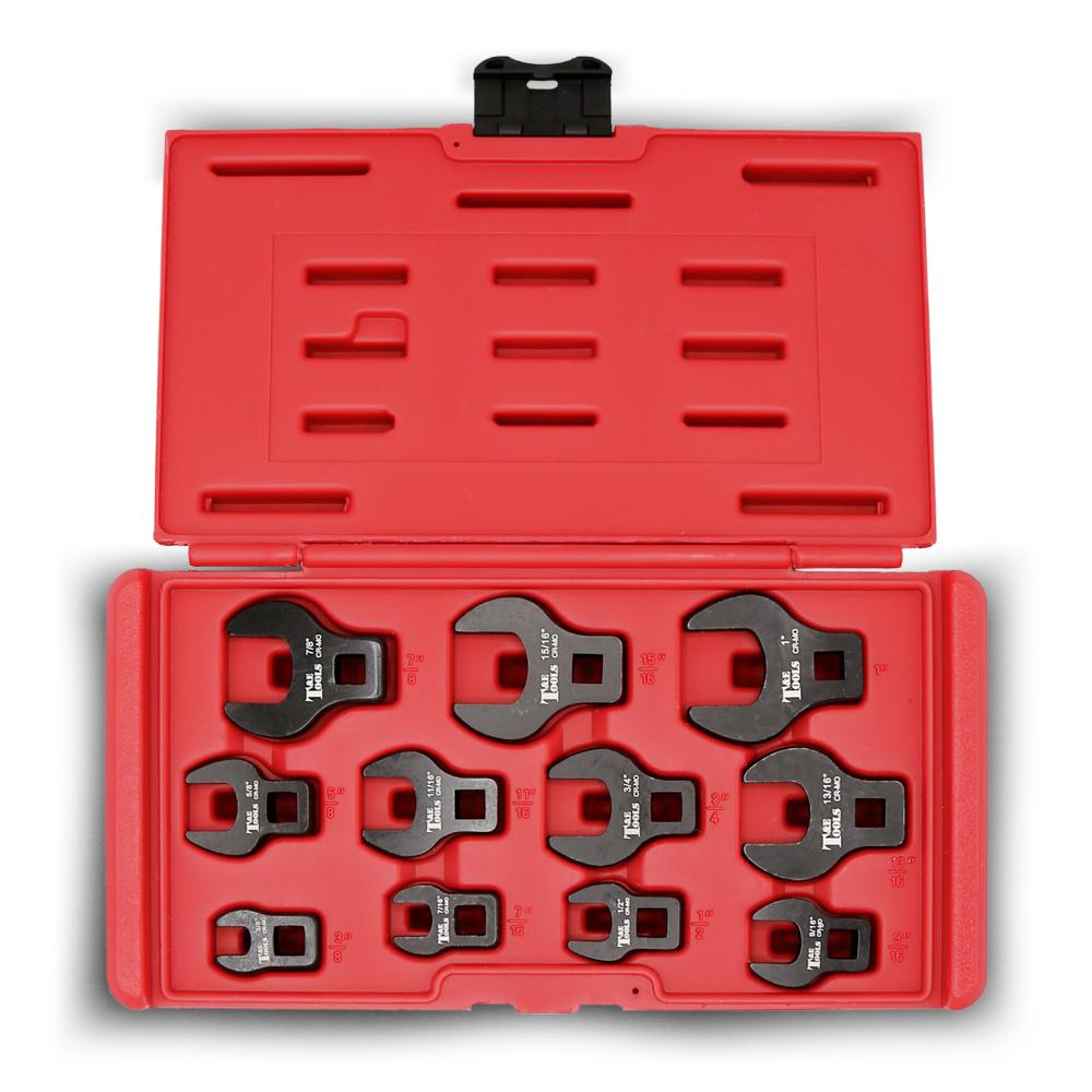 T&E Tools BCF55 11pce 3/8" Drive SAE Open End Crowsfoot Wrench Set – image 1