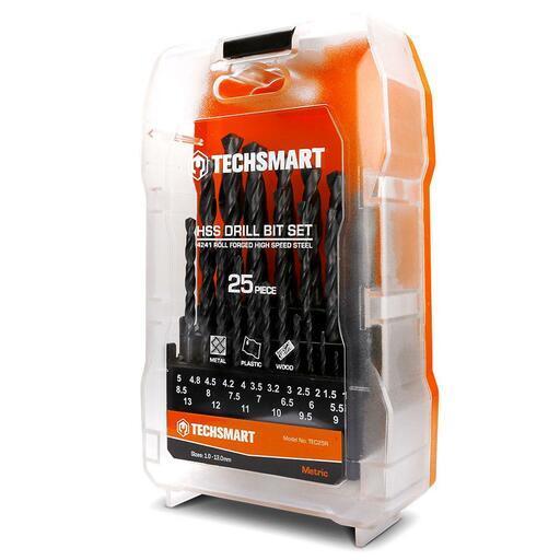 Techsmart TEC25R 25pce Metric 4241 Roll Forged High Speed Steel HSS Drill Bit Set – image 2