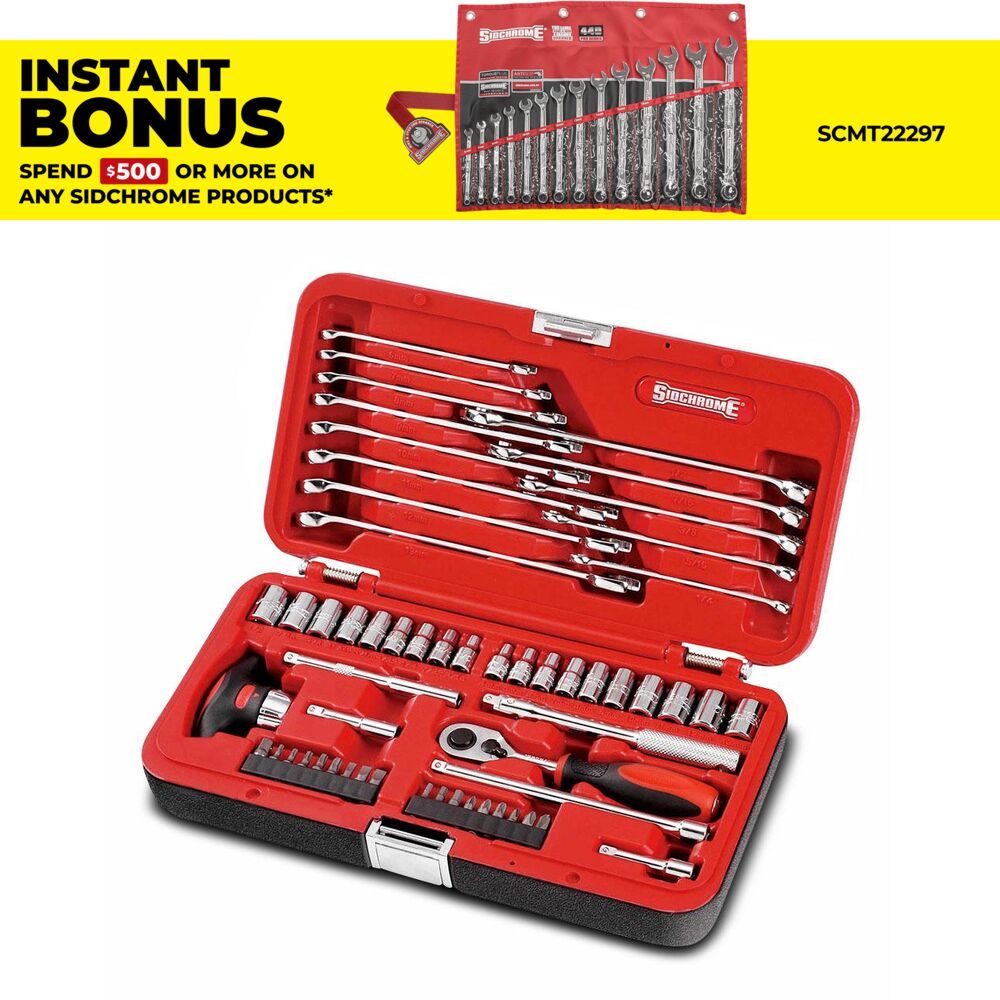 Sidchrome SCMT10810 57pce 1/4" Drive Metric/AF Socket & Spanner Set – image 1