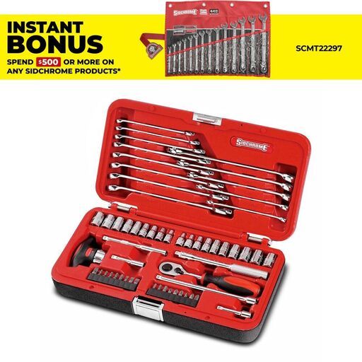 Sidchrome SCMT10810 57pce 1/4" Drive Metric/AF Socket & Spanner Set