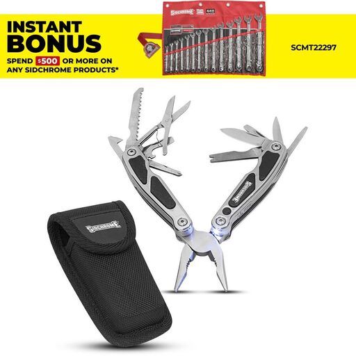 Sidchrome SCMT70068 15-In-1 Multi-Function Tool with LED Light