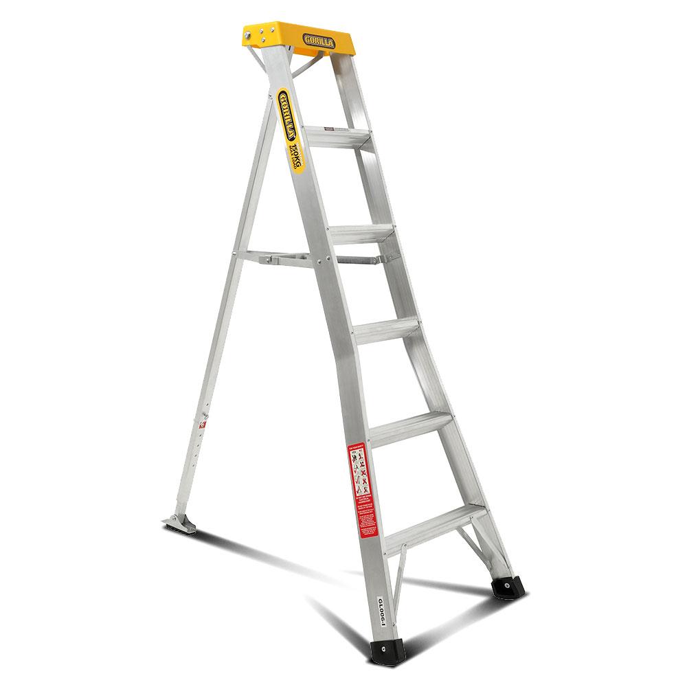 Gorilla GL006-I 6-Step 1.8m 150kg Aluminium Industrial Single Sided Garden Ladder – image 1
