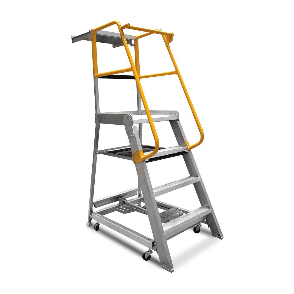 Gorilla GOP04K 4-Step 1.2m 200kg Aluminium Industrial Order Picking Ladder – image 1