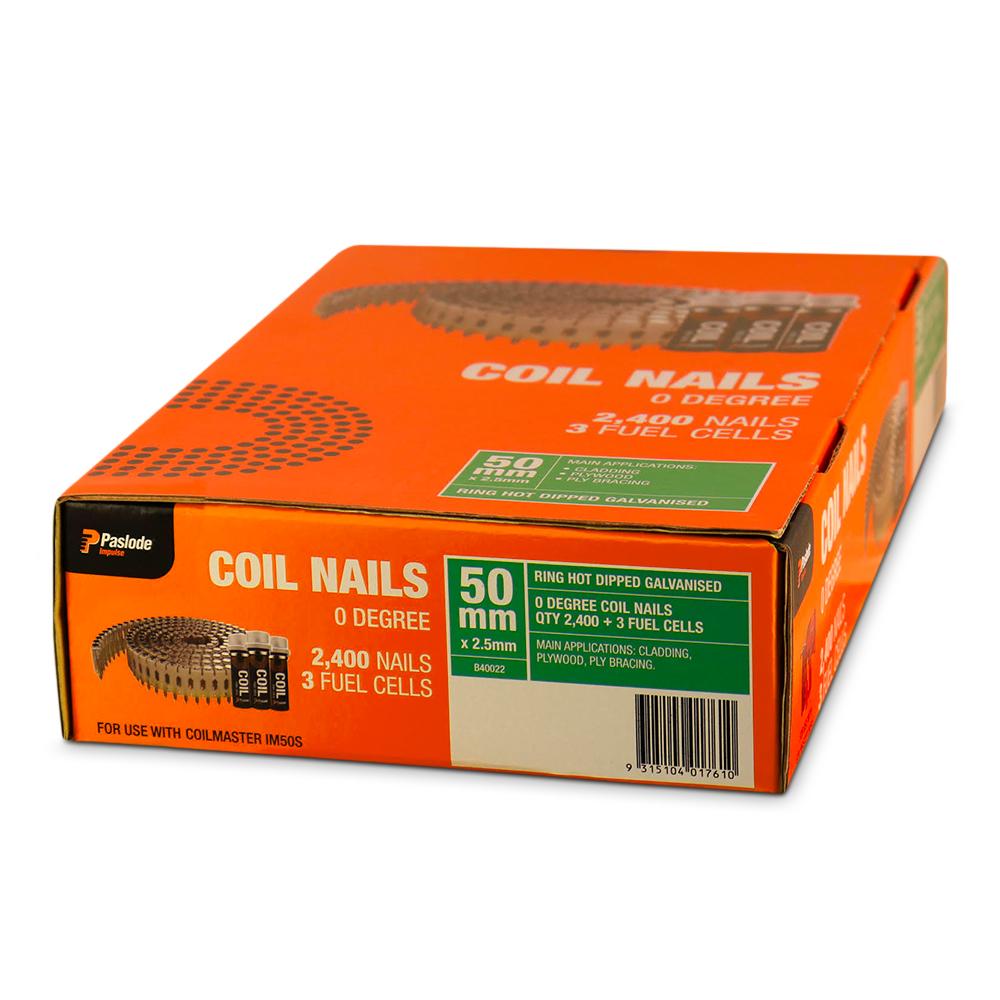 Paslode B40022  50 x 2.5mm Ring HDG Coil Nails – image 1