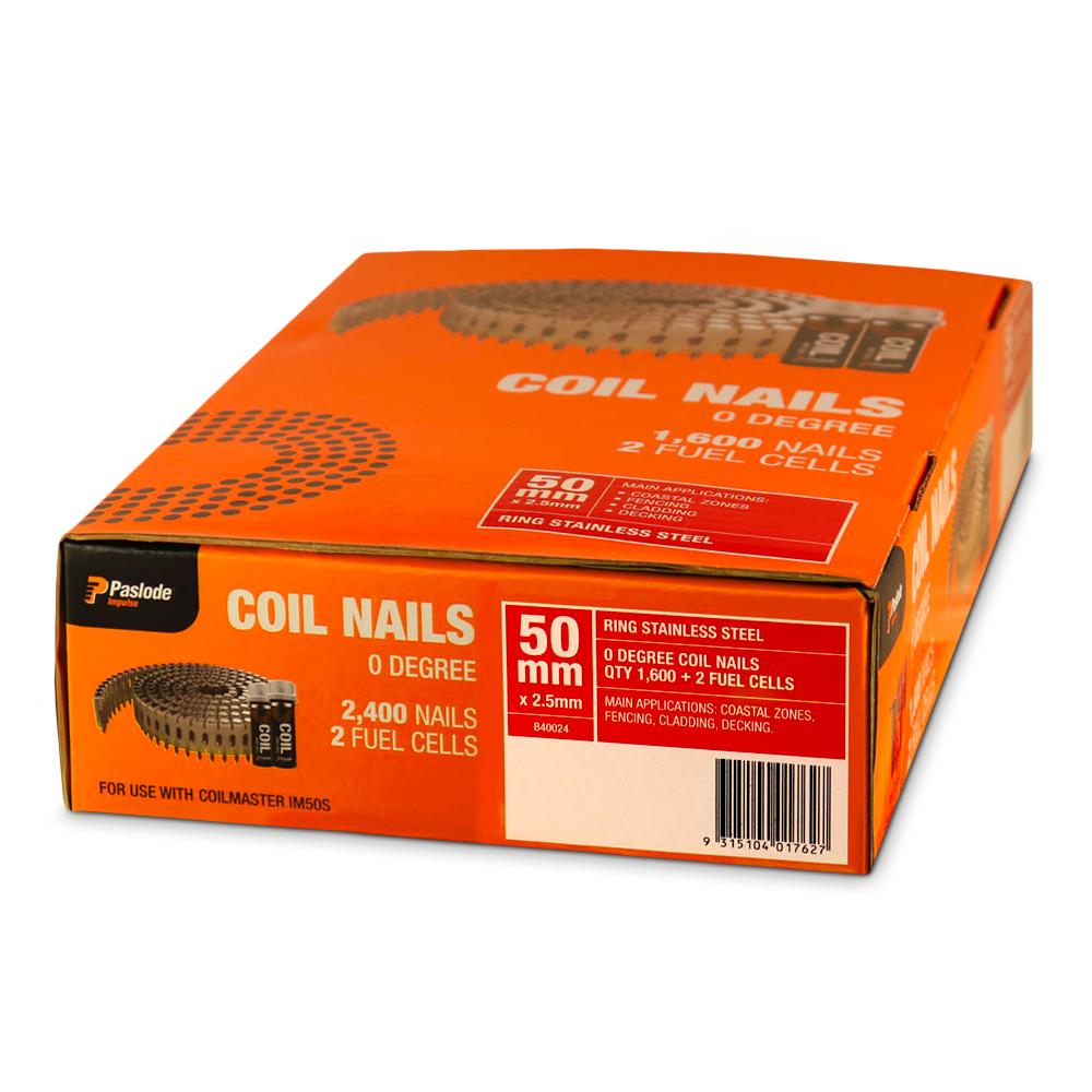 Paslode B40024 50 x 2.5mm Ring SS Coil Nails – image 1