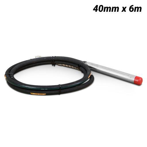 Flextool FT201787-UNIT (FVP40R-6) 40mm x 6m Flexshaft Rubber Tip Concrete Vibrator