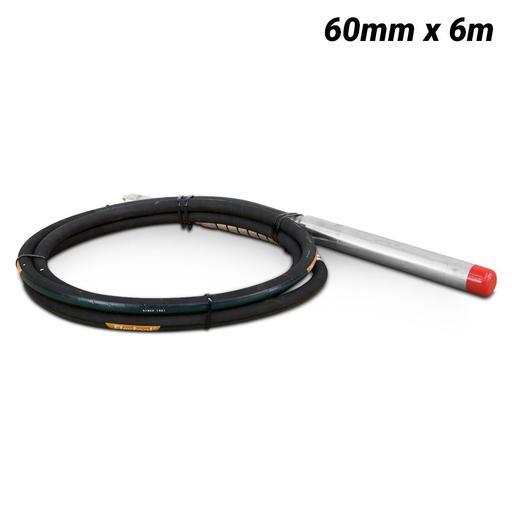 Flextool FT201789-UNIT (FVP60R-6) 60mm x 6m Flexshaft Rubber Tip Concrete Vibrator