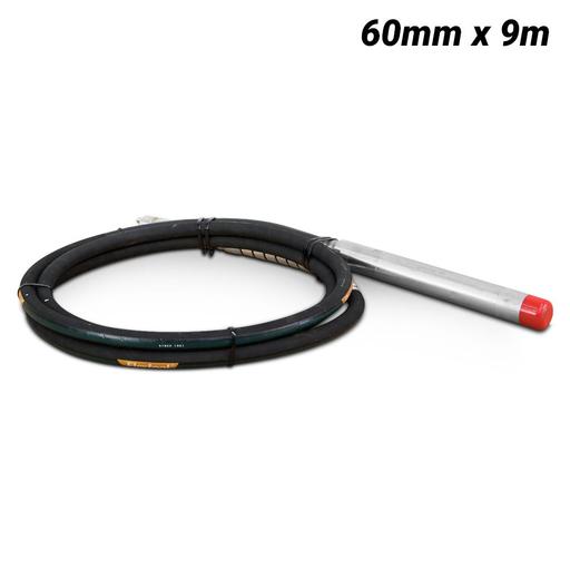 Flextool FT201790-UNIT (FVP60R-9) 60mm x 9m Flexshaft Rubber Tip Concrete Vibrator