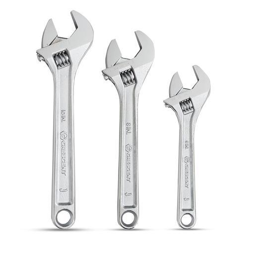 Crescent AC26810 3pce 150mm (6"), 200mm (8") & 250mm (10") Chrome Adjustable Wrench Set