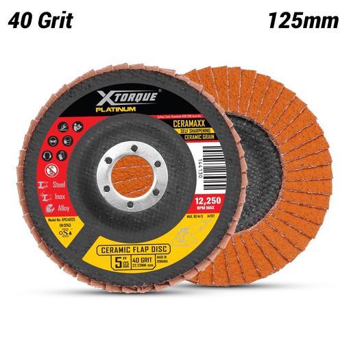 Xtorque XPC40125 Platinum 125MM Premium 40 Grit Ceramic Flap Disc Made ...