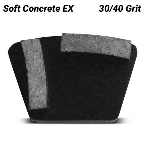 Flextool FT1ABE40-UNIT Bladetec® 30/40 Grit Quick-Fit Soft Concrete EX 2 Segment Grinding Shoe