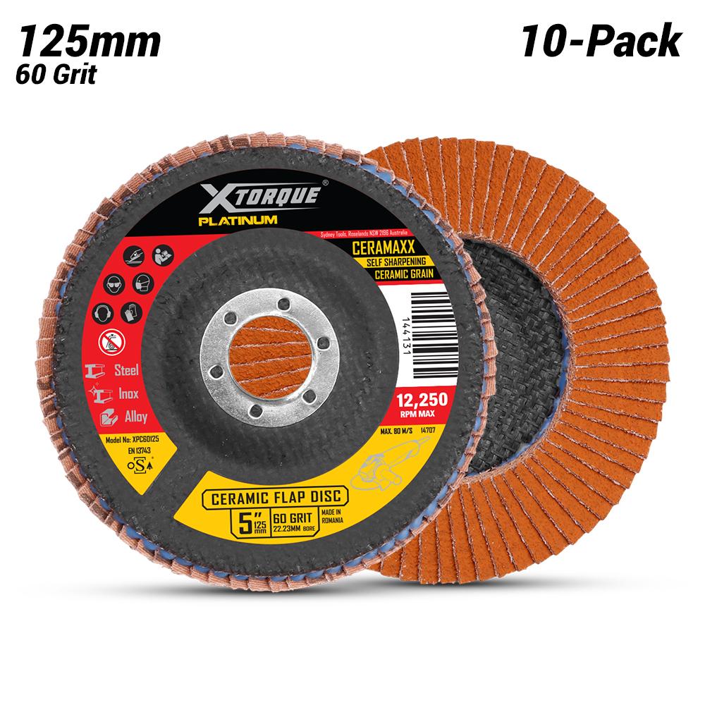 Xtorque XPC60125-10 Platinum 125MM Premium 60 Grit Ceramic Flap Disc ...