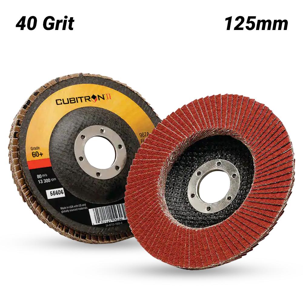 3M 7100011310 (65054) 125mm x 22mm Cubitron II 967A Grit 40 Flap Disc – image 1