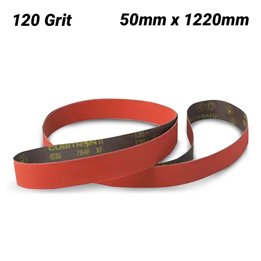 3M 7012881016 (AC019429631) 50mm x 1220mm Cubitron II 784F 120 Grit Belt – image 1
