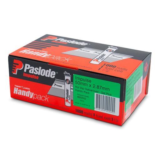 Paslode B20552 Handy Pack 50mm x 2.87mm Hot Dipped Galvanised Impulse D Head Nails with Fuel