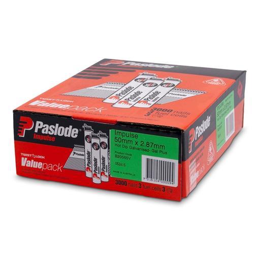 Paslode B20565V Value Pack 50mm x 2.87mm Hot Dipped Galvanised Impulse D Head Nails with Fuel