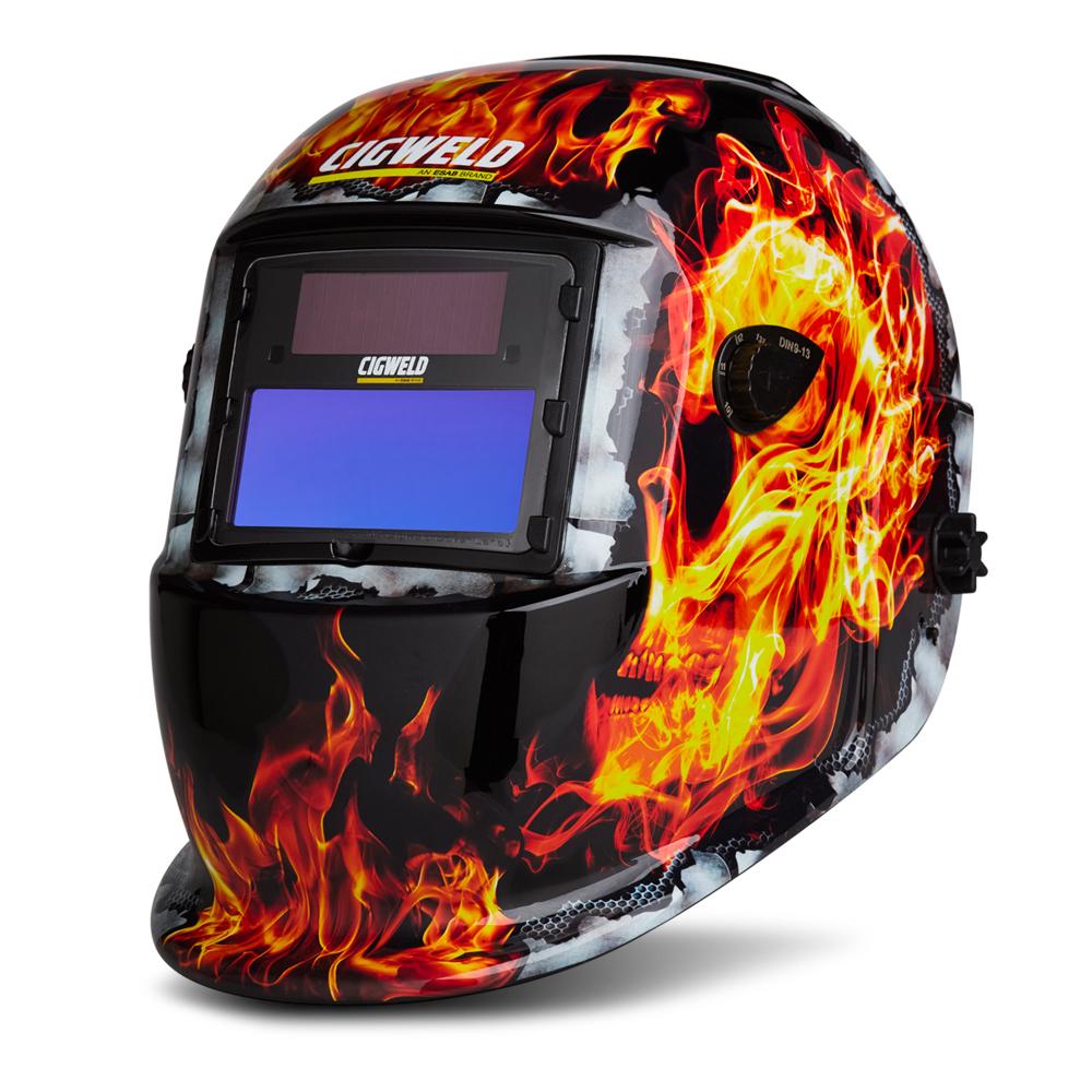 flaming helmet welding skull darkening weldskill cigweld