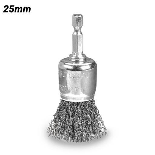 Bordo 5134-25S 25mm Steel Crimp Wire End Brush with Hex Shank