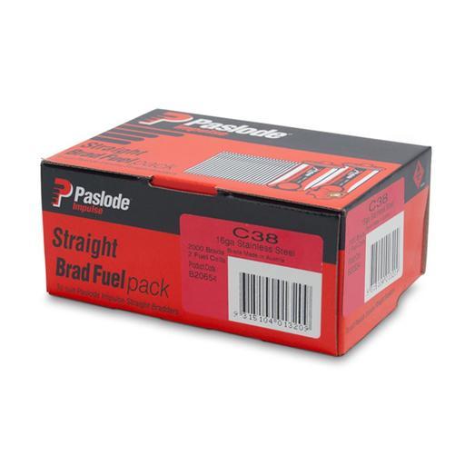 Paslode B20654 2000 Pack 38mm 16 Gauge Stainless Steel Impulse C Nails with Fuel