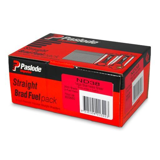 Paslode B20660 2000-Pack 38mm 14 Gauge Stainless Steel Brad Nails with Fuel