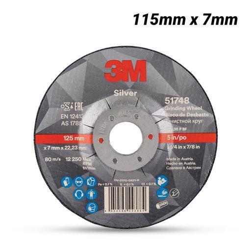 3M 7100141083 (UU009014901) 115mm x 7mm Silver Rigid Grinding Wheel 