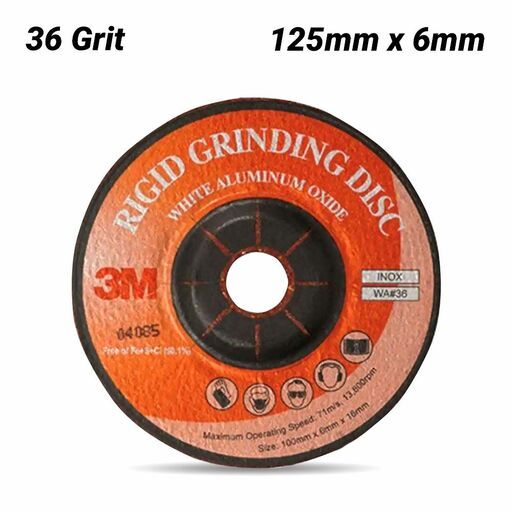 3M 7012913490 (XC002058771) 125mm x 6mm 36 Grit White Aluminium Flexible Rigid Grinding Disc