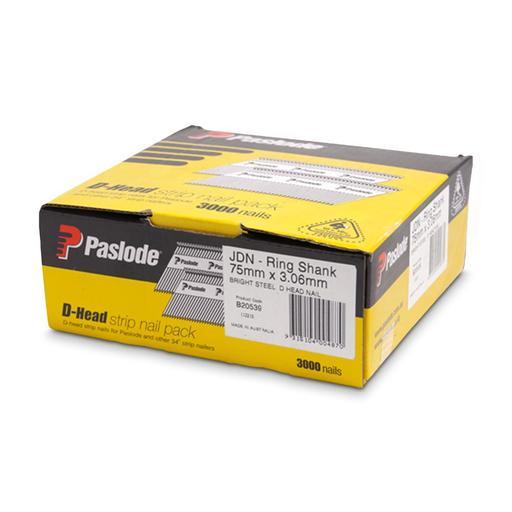 Paslode B20539 3000 Pack 75mm x 3.06mm Bright D Head Framing Nails