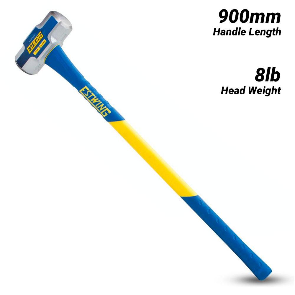 ESTWING 8lb Demolition Hammer – 36" Fibreglass Handle, Forged Alloy Steel Head, 50-55 HRC, With Overstrike Protection And Vibration Dampening