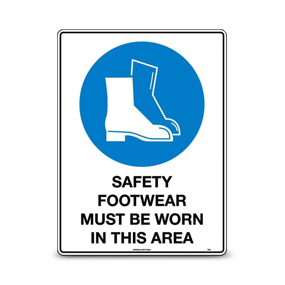 Uniform Safety Signs 112LP 600mm x 450mm Polypropylene Footwear Must Be Worn In This Area Sign – image 2