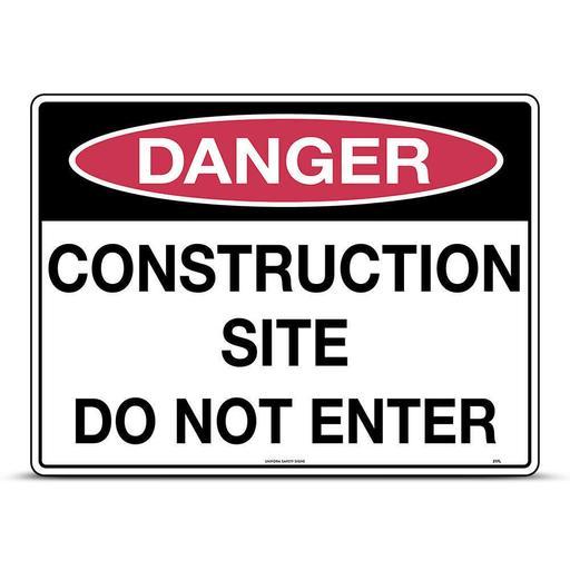 Uniform Safety Signs 217LP 600mm x 450mm Polypropylene Danger Construction Site Do Not Enter Sign – image 2