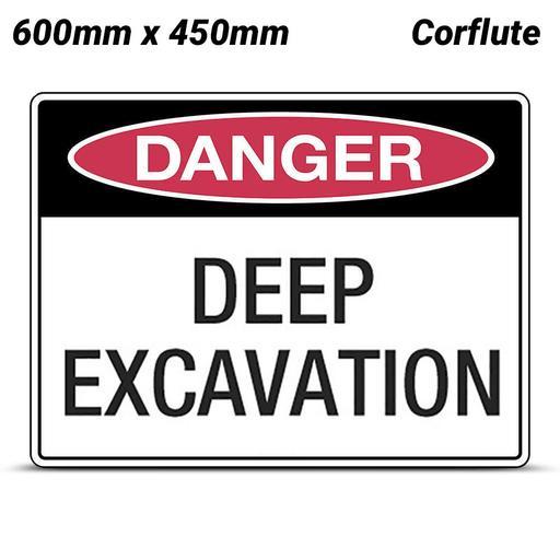 Uniform Safety Signs 219LC 600mm x 450mm Corflute Danger Deep Excavation Sign