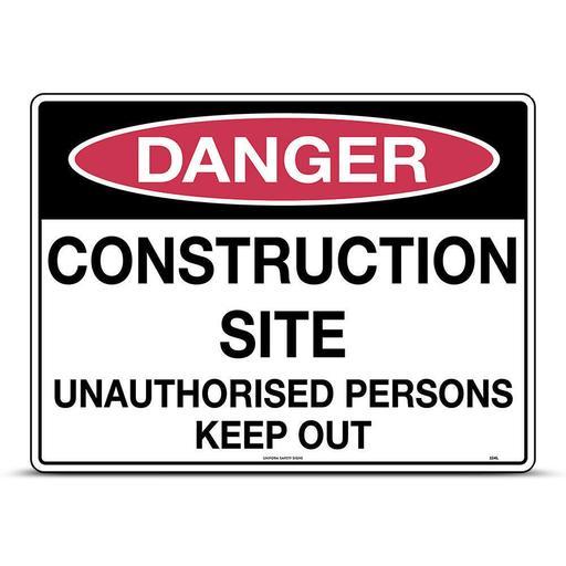 Uniform Safety Signs 224LC 600mm x 450mm Corflute Danger Construction ...