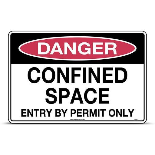 Uniform Safety Signs 225LSM 450mm x 300mm Metal Danger Confined Space Entry By Permit Only Sign – image 2