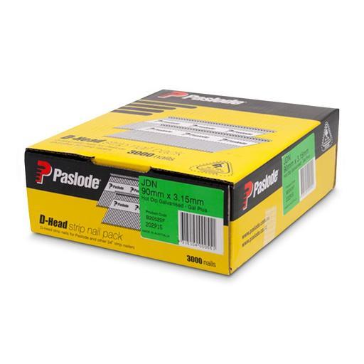 Paslode B20529F 3000-Pack 90mm x 3.15mm Hot Dip Galvanised D Head Framing Nails