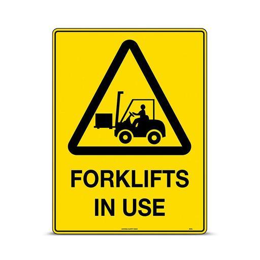 Uniform Safety Signs 324LM 600mm x 450mm Metal Caution Forklifts In Use Sign – image 2