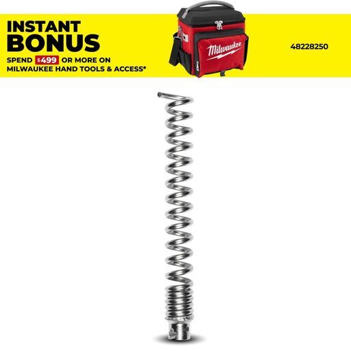 Milwaukee 48534830 200mm Straight Auger Attachment for 32mm Sectional Cable to suit M18FSSM32 Sewer Machine