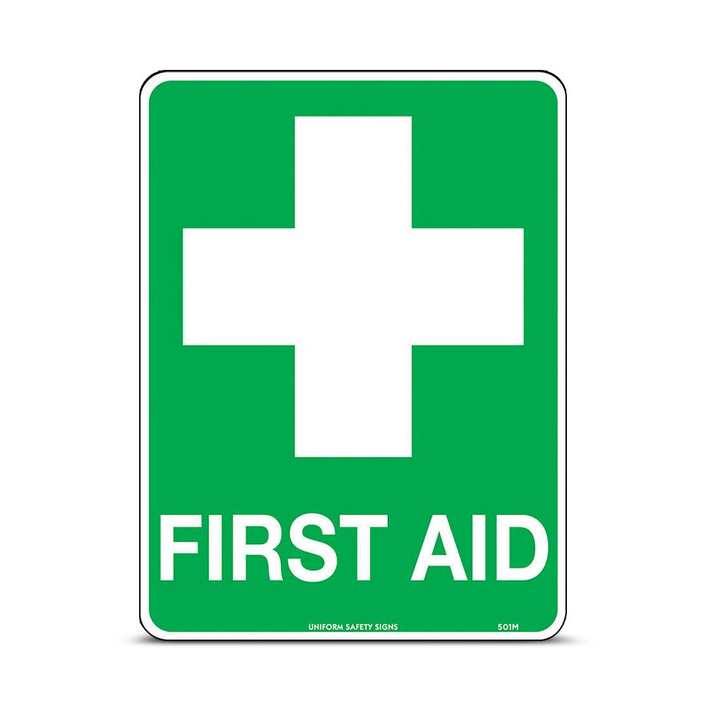 Uniform Safety Signs 501MM 300mm x 225mm Metal First Aid Sign – image 2