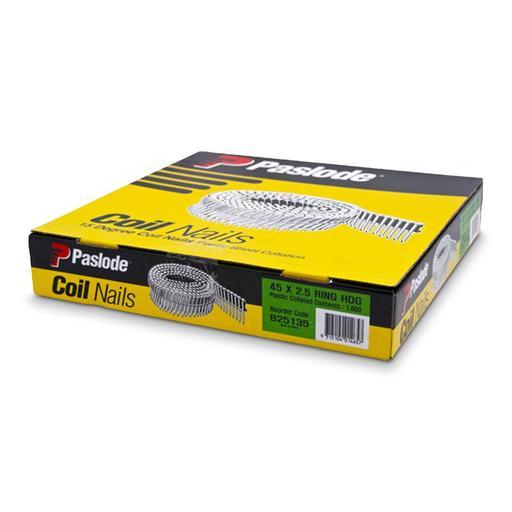 Paslode B25135 45mm x 2.5mm Ring Hot Dipped Galvanised Plastic Collated Coil Nails
