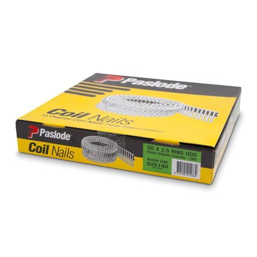 Paslode B25140 50mm x 2.5mm Ring Hot Dipped Galvanised Plastic Collated Coil Nails
